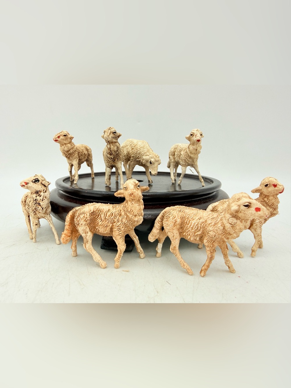 set of 8 - vintage plastic nativity sheep | nativity scene sheep